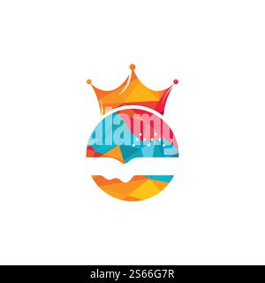 Burger King Vektor-Logo-Design. Burger mit Crown Icon-Logo. Stock Vektor