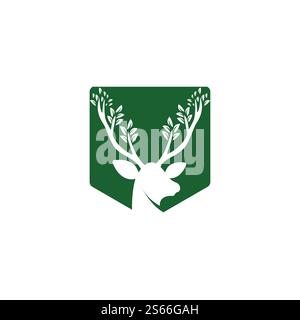 Logodesign mit Hirschblattgeweih. Stock Vektor