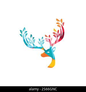 Logodesign mit Hirschblattgeweih. Stock Vektor