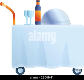 Zimmerservice, Frühstückswagen, Symbol. Cartoon des Zimmerservice-Frühstückskarren-Vektorsymbols für Web-Design isoliert auf weißem Hintergrund. Zimmerservice, Frühstückswagen, Ikone, Cartoon-Stil Stock Vektor