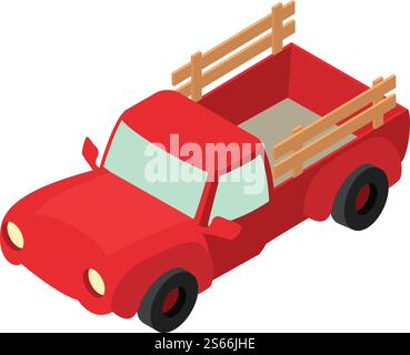 Symbol „Farm Pickup“. Isometrisch des Farm Pickup Vektorsymbols für Webdesign isoliert auf weißem Hintergrund. Symbol „Farm Pickup“, isometrischer Stil Stock Vektor