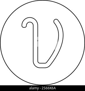 Upsilon griechisches Symbol kleiner Buchstabe Kleinbuchstaben Symbol im Kreis rund Umrandung schwarz Farbe Vektor Illustration flach Stil einfaches Bild. Upsilon griechisches Symbol kleiner Buchstabe Kleinbuchstabe Symbol in Kreis rund Umrandung schwarzer Farbvektor Illustration flaches Bild Stock Vektor