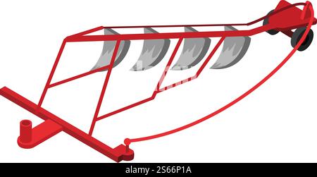 Traktorpflug-Symbol. Isometrisch des Traktorpflug-Vektorsymbols für Webdesign isoliert auf weißem Hintergrund. Traktorpflug-Symbol, isometrische Ausführung Stock Vektor