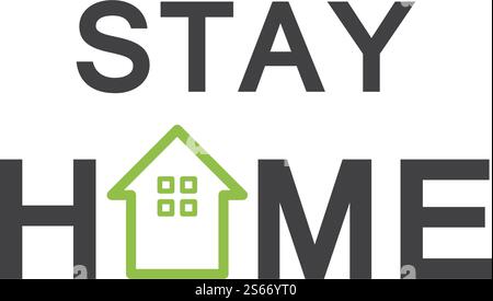 Vektor-Logo-Design der Kampagne „Verbleib zu Hause“ Stock Vektor