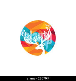 Logodesign mit Hirschblattgeweih. Stock Vektor