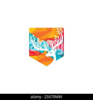 Logodesign mit Hirschblattgeweih. Stock Vektor