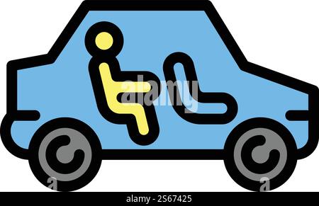 Symbol für autonomes Fahrzeug. Konturierung autonomer Fahrzeugvektorsymbol für Webdesign isoliert auf weißem Hintergrund. Autonomes Auto, umrissener Stil Stock Vektor
