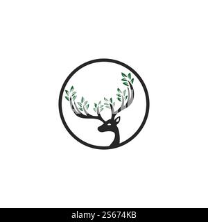 Logodesign mit Hirschblattgeweih. Stock Vektor