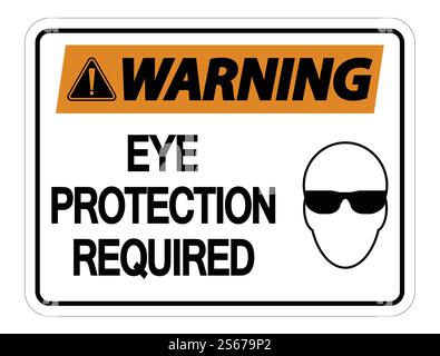 Warnung Augenschutz erforderlich Wandschild auf weißem Hintergrund, Vektorgrafik Stock Vektor