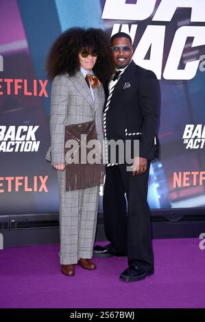 Jamie Foxx mit Tochter Annalise Bishop beim Screening des Netflix Films Back in Action im Zoo Palast. Berlin, 15.01.2025 *** Jamie Foxx mit Tochter Annalise Bishop bei der Vorführung des Netflix-Films Back in Action im Zoo Palast Berlin, 15 01 2025 Foto:Xn.xKubelkax/xFuturexImagex Back 5208 Stockfoto