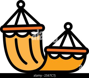 Strandhängematte. Umreißen Strand Hängematte Vektor-Symbol für Web-Design isoliert auf weißem Hintergrund. Strandhängematte, umrissener Stil Stock Vektor