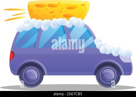 Symbol Waschmaschine. Cartoon des Autowaschmaschinenvektorsymbols für Webdesign isoliert auf weißem Hintergrund. Symbol für Autowaschmaschine, Zeichentrickstil Stock Vektor