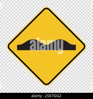 Unebene Straßenoberfläche Zeichen auf transparentem Hintergrund, Vektor-Illustration Stock Vektor
