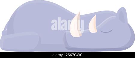 Schlafendes Nashorn-Symbol. Cartoon des schlafenden Nashornvektorsymbols für Webdesign isoliert auf weißem Hintergrund. Schlafendes Nashorn im Cartoon-Stil Stock Vektor