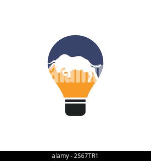Elegantes Bull-Vektor-Logo. Bull mit Glühlampensymbol Vektor-Logo. Stock Vektor