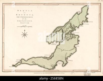 Bequia oder Becouya, die nördlichste der Granadilles, 1775 von Jefferys Thomas, Sayer Robert Stockfoto