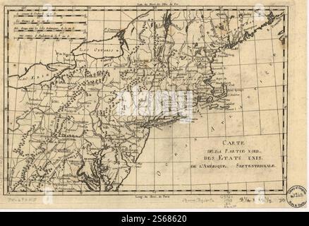 Carte de la partie nord, des états Unis de l'Amérique septentrionale. 1783 von Bonne Rigobert Stockfoto