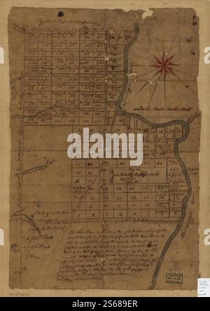 Der obige Plan ist eine Beschreibung eines neuen Townships namens Royalsborough in der Grafschaft Cumberland, das südöstlich an der Schlagzeile von Brunswick, südwestlich an Northyarmouth, nordwestlich an Land der Eigentümer, nordöstlich an Androscoggin River ... 1766 von Noyes Joseph begrenzt wird Stockfoto
