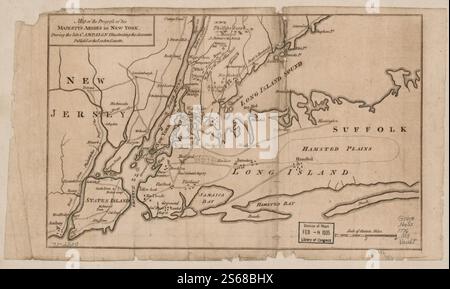 Karte des Fortschritts der Armeen seiner Majestät in New York während des späten Feldzugs, die die Berichte veranschaulicht. 1776 Stockfoto