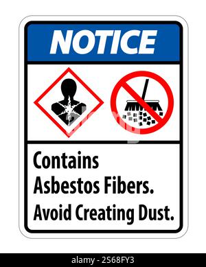 Hinweis Etikett Enthält Asbestfasern, Vermeiden Sie Die Bildung Von Staub Stock Vektor