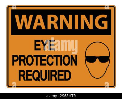 Warnung Augenschutz erforderlich Wandschild auf weißem Hintergrund, Vektorgrafik Stock Vektor