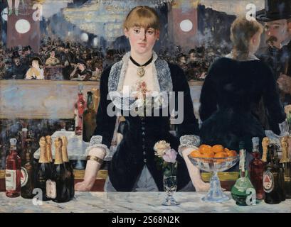 A Bar at the Folies-Bergère (französisch UN bar aux Folies Bergère) ist ein Gemälde von Edouard Manet, das als sein letztes großes Werk gilt. Es wurde 1882 gemalt und im Pariser Salon des gleichen Jahres ausgestellt. Stockfoto