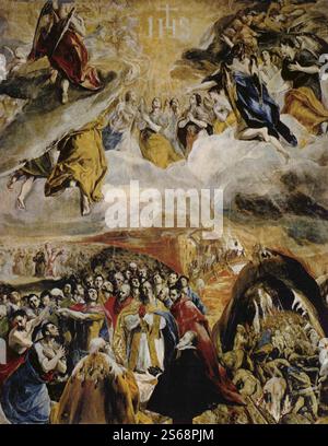 Die Anbetung des Heiligen Namens Jesu ist ein Gemälde von El Greco aus dem Jahr 1577-1579, das zu Beginn seiner Toledo-Zeit und heute entstanden ist Stockfoto