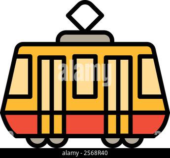 Symbol für Straßenbahnwagen. Umreißen Sie das Vektorsymbol des Straßenbahnwagens für das Webdesign auf weißem Hintergrund. Tram Car-Symbol, Outline-Stil Stock Vektor