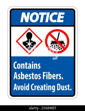 Hinweis Etikett Enthält Asbestfasern, Vermeiden Sie Die Bildung Von Staub Stock Vektor