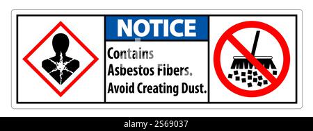 Hinweis Etikett Enthält Asbestfasern, Vermeiden Sie Die Bildung Von Staub Stock Vektor