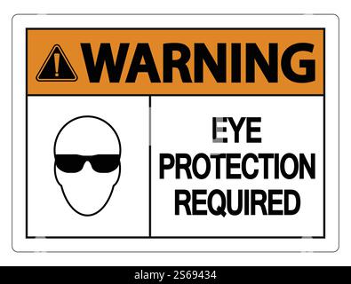 Warnung Augenschutz erforderlich Wandschild auf weißem Hintergrund, Vektorgrafik Stock Vektor