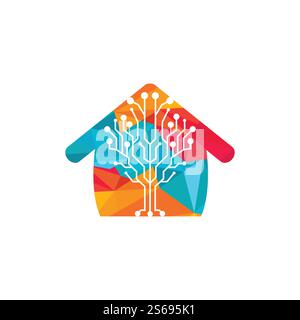 Vektor-Logo für digitales Zuhause. Smart Home-Symbol. Stock Vektor