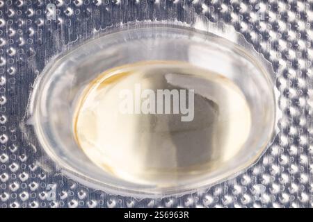 Extreme Nahaufnahme der Gelkapsel in Blisterpackung Stockfoto