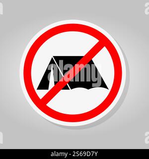 Kein Camping Sing Isolate Auf Weißem Hintergrund, Vektorgrafik Stock Vektor