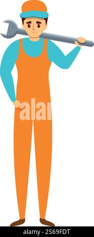 Schlüsselsymbol für Auto-Mechaniker. Cartoon des Automechaniker Schlüsselvektor-Symbols für Webdesign isoliert auf weißem Hintergrund. Auto-Mechaniker-Schlüsselsymbol, Cartoon-Stil Stock Vektor