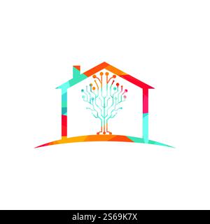 Vektor-Logo für digitales Zuhause. Smart Home-Symbol. Stock Vektor
