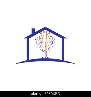 Vektor-Logo für digitales Zuhause. Smart Home-Symbol. Stock Vektor