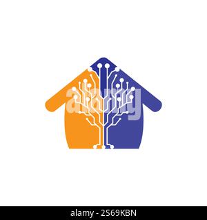 Vektor-Logo für digitales Zuhause. Smart Home-Symbol. Stock Vektor