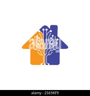 Vektor-Logo für digitales Zuhause. Smart Home-Symbol. Stock Vektor
