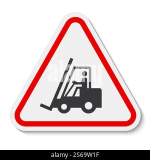 Vorsicht Gabelstapler Symbol Schild Isolieren Auf Weißem Hintergrund, Vektor-Illustration Stock Vektor