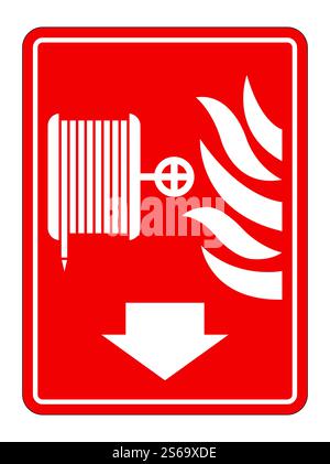 Feuerreel Schlauch Zeichen auf weißem Hintergrund, Vektor-Llustration Stock Vektor