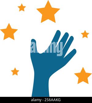 Hand- und Sternenlogo-Vektor-Design Stock Vektor