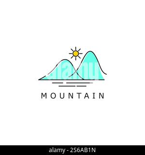 Einfache Landschaftszeichnung eines Berglogos Stock Vektor