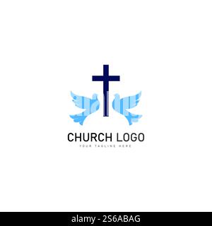 Church christian Logo Vektor Icon Design Vorlage. Christliche Symbole. Stock Vektor