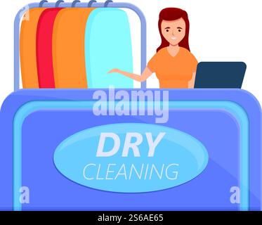 Symbol für chemische Reinigung. Cartoon des chemischen Reinigungsraum-Vektorsymbols für Webdesign isoliert auf weißem Hintergrund. Chemische Reinigung, Symbol im Cartoon-Stil Stock Vektor