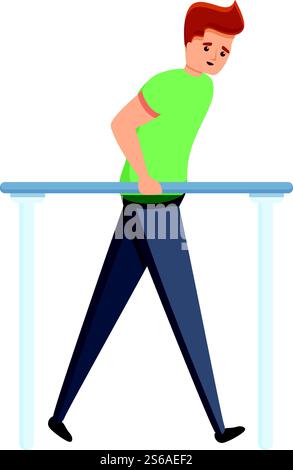 Sportlertraining Rehabilitation Symbol. Cartoon des Sportlers Übung Rehabilitation Vektor-Symbol für Web-Design isoliert auf weißem Hintergrund. Sportlerinnen und Sportler trainieren Reabilitationssymbol, Cartoon-Stil Stock Vektor