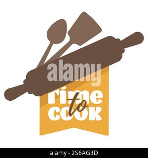 Küchenutensilien Werkzeuge Zeit zu kochen isoliert Icon Lernen Kochen Vektor Rollen Pin Spatel und Löffel kulinarische und Küche Gerichte Rezepte Lehre und Studium Bildung und Haushalt Unterricht oder Workshop. Zeit zum Kochen isoliert Icon Küchenutensilien Werkzeuge Kochen lernen Stock Vektor