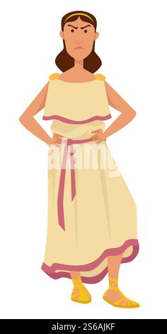Alte griechische Göttin Demeter Getreide Landwirtschaft und Ernte Vektor isolierte weibliche Charakter Frau in Kleid Krone und Sandalen Erde Fruchtbarkeit Symbol Kult und glaube antike Religion Legende und Mythos. Demeter antike griechische Göttin der Getreidezucht und Ernte Stock Vektor