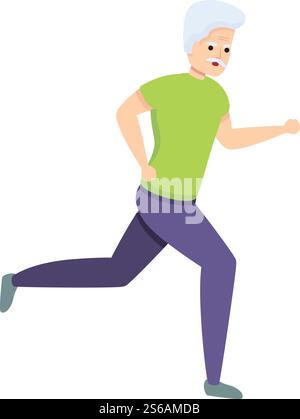 Aerobe Senioren-Laufkultur. Cartoon des aeroben älteren Laufvektorsymbols für Webdesign isoliert auf weißem Hintergrund. Aerobe Senioren-Lauflegende, Cartoon-Style Stock Vektor