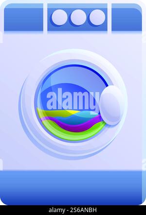 Symbol für Wäschetrockner. Cartoon von Kleidung Pflege Trockner Vektor-Symbol für Web-Design isoliert auf weißem Hintergrund. Kleiderpflege, Trockner, Ikone im Cartoon-Stil Stock Vektor